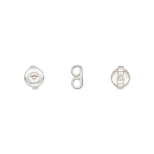 Earnut 1pkg2 sterling silver, 6.5x5.5mm, 1 pair