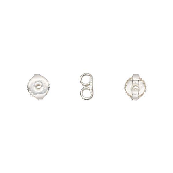 Earnut 1pkg2 sterling silver, 6.5x5.5mm, 1 pair image number 0