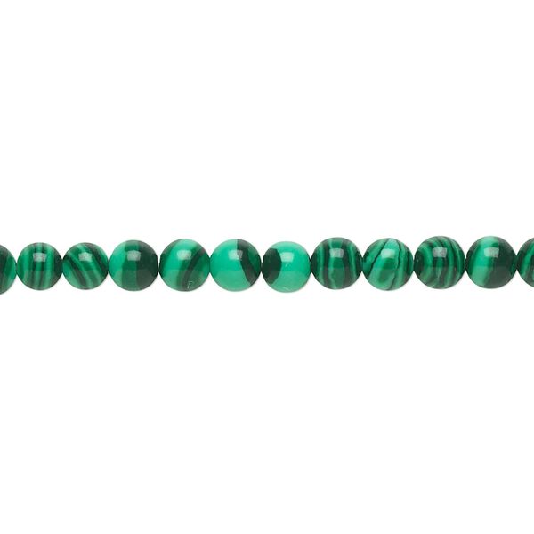 Bead, "malachite" (resin) (imitation), dark and light green, 4mm round. Sold per 15-1/2" to 16" strand. image number 0