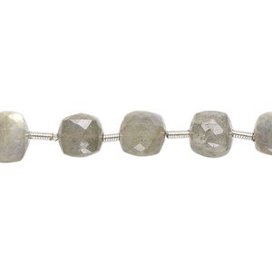 Labradorite 1pkg21, hand-cut faceted cube bead natural 6-8mm