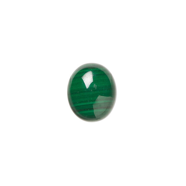 Cabochon, malachite (natural), 12x10mm calibrated oval, B grade, Mohs hardness 3-1/2 to 4. Sold per pkg of 2. image number 0