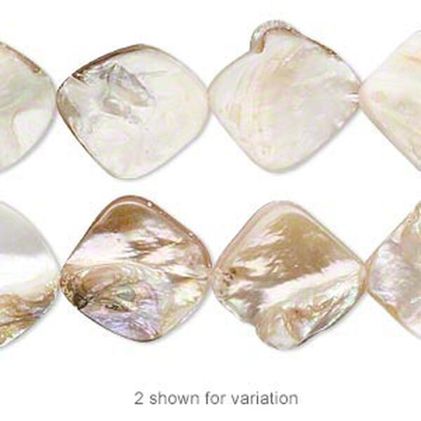 Bead, mother-of-pearl shell (natural), 15x13mm-23x21mm irregular diamond, Mohs hardness 3-1/2. Sold per pkg of (2) 15-1/2" to 16" strands. image number 0