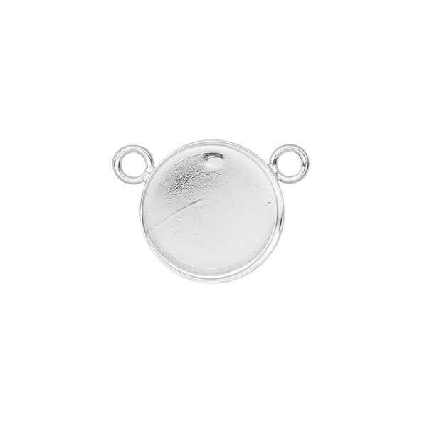Connector, sterling silver, 15mm round with 14mm bezel cup setting. Sold individually. image number 0