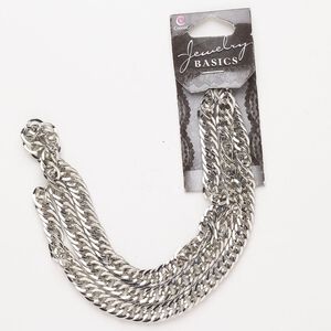 Chain, steel, pkg/22 inches, 6.9mm curb, silver finish.