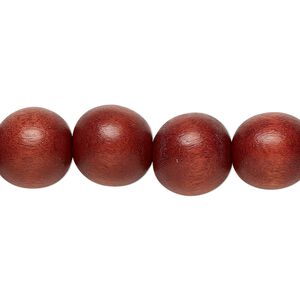 Bead, Taiwanese cheesewood (dyed / waxed), rust brown, 11-12mm round. Sold per pkg of (2) 15-1/2" to 16" strands.