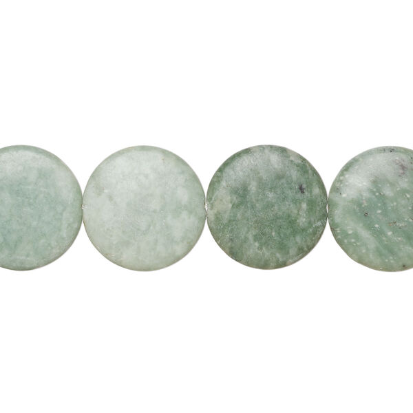 Green marble 1pkg1, puffed flat round bead natural B- grade, 15 inch 39-40mm image number 1