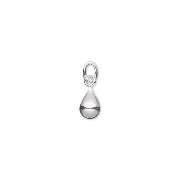 Drop, sterling silver-filled, 8x5mm puffed teardrop with closed jump ring. Sold per pkg of 2. image number 0