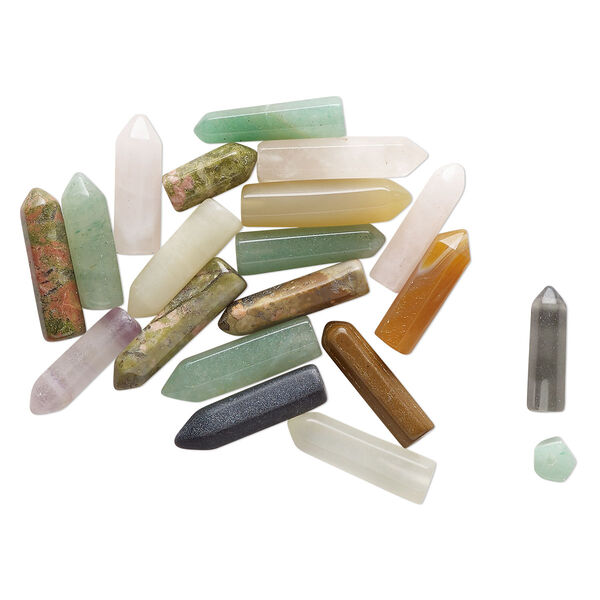 Multi-gemstone 1pkg20, undrilled point component mix 13x4mm-23x6mm image number 0