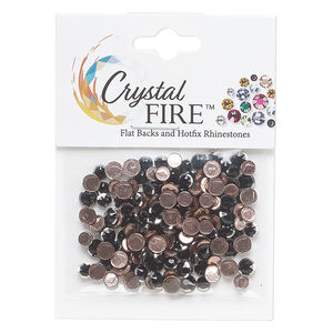 Flat back mix 1pkg144 jet, Crystal FIRE&reg;, 3.80-4.80mm hotfix round SS16 / SS20
