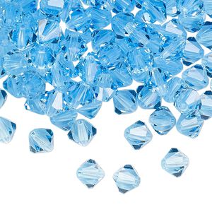 Bead 24pk aquamarine, Preciosa Czech crystal 6mm bicone