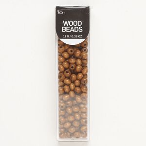 Bead, wood (dyed), pkg/11g, brown, 5x4mm rondelle.