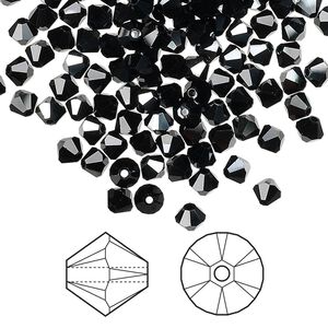 Bead 144pk jet hematite, Crystal Passions® 4mm bicone 5328