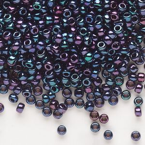Seed bead, Dyna-Mites™, glass, opaque iris blue, #8 round. Sold per 1/2 kilogram pkg.