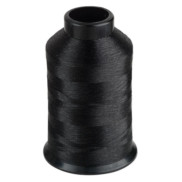 Thread, Nymo®, nylon, black, size O. Sold per 3-ounce spool. image number 0