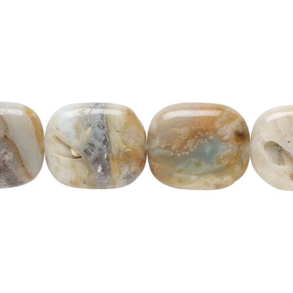 Amazonite / black tourmaline 1pkg1, flat pillow bead natural 15.5-16 inch 28x24mm image number 0