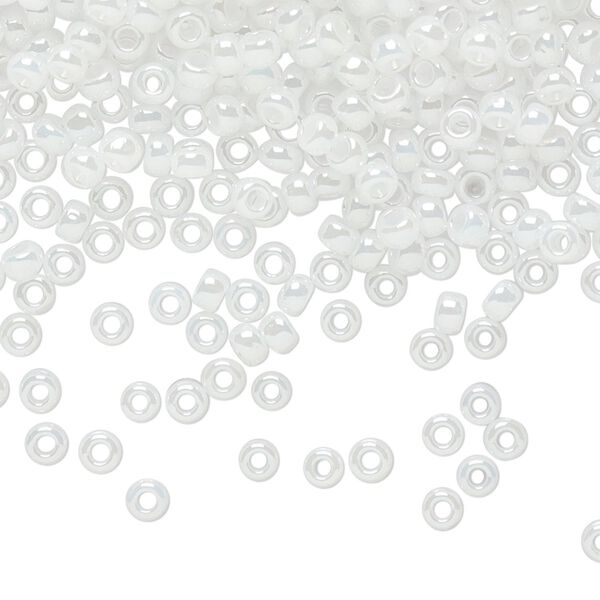 Seed bead, TOHO BEADS®, glass, pkg/250g, #8 round, opaque ceylon snowflake (TR-08-141). image number 0