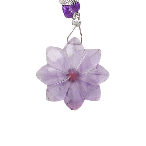 Amethyst / garnet 1pkg1, top-drilled hand-cut 1sided carved flower bead natural, 22mm image number 1