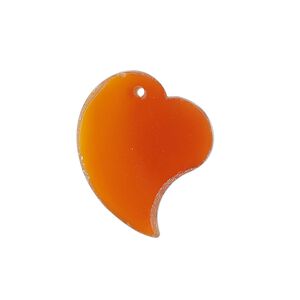 Carnelian 1pkg1, hand-cut top-drilled flat heart drop 25x19mm