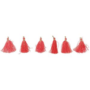 Tassel, polyester, salmon and gold, 1-1/2" tassel. Sold per pkg of 6.