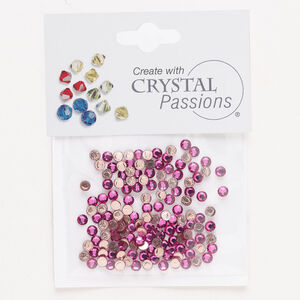 Flat back 1pkg144 fuchsia, Crystal Passions&reg; rhinestone 3.00-3.12mm hotfix round SS12