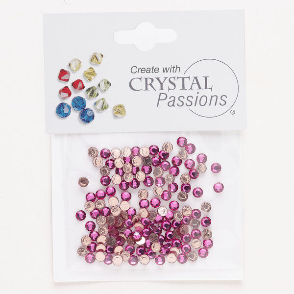 Flat back 1pkg144 fuchsia, Crystal Passions&reg; rhinestone 3.00-3.12mm hotfix round SS12 image number 0