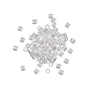 Crimp, sterling silver, 2mm cut tube with 1.3mm inside diameter, lightweight style. Sold per pkg of 100.