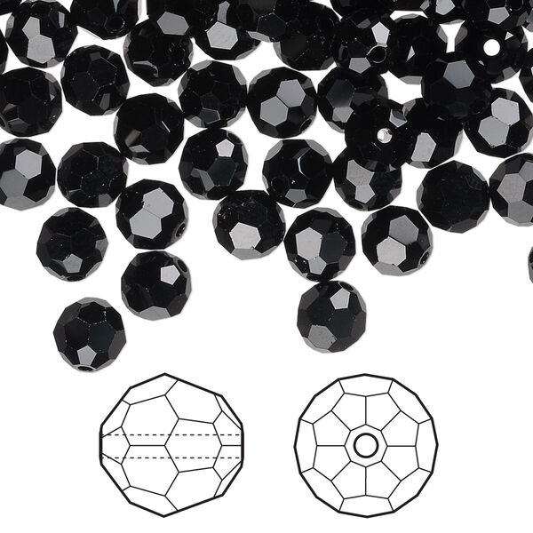 Bead 360pk jet, Swarovski® 6mm round 5000 image number 0
