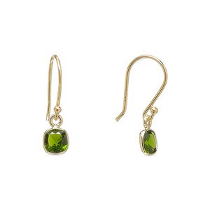 Earring, Create Compliments®, chrome diopside (natural) and gold-finished sterling silver, 20.5mm round with fishhook ear wire, 21 gauge. Sold per pair.