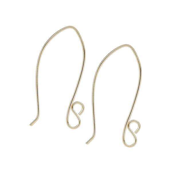 Ear wire, gold-plated brass, 35mm marquise with open loop, 19 gauge. Sold per pkg of 10 pairs. image number 0