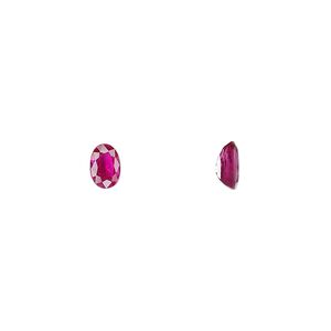 Ruby 1pkg1, hand-cut faceted oval gem 6x4mm