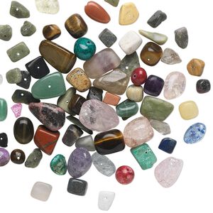 Multi-gemstone / glass 1pkg1, mixed shape bead 1/4 lb mix 7x2mm-21x17mm