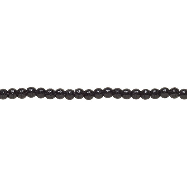 Bead, Czech pressed glass, opaque black, 2mm round. Sold per 15-1/2" to 16" strand. image number 0