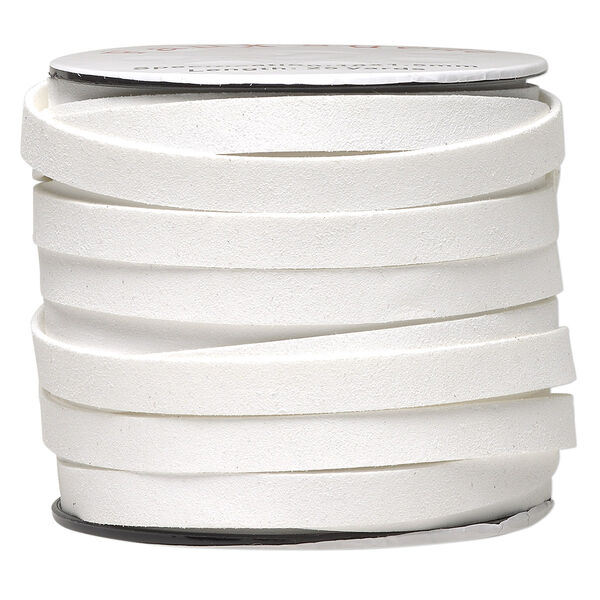 Cord, faux suede, white, 10mm flat. Sold per pkg of 3 yards. image number 0