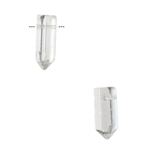 Bead, quartz crystal (natural), 16x5mm-19x6mm hand-cut top-drilled point, B grade, Mohs hardness 7. Sold per pkg of 2. image number 0