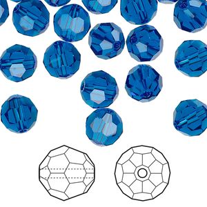 Bead 144pk Capri blue, Crystal Passions® 8mm round 5000