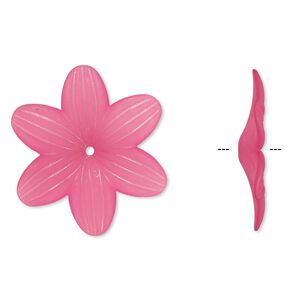Component, acrylic, frosted fuchsia, 48x7mm flower. Sold per pkg of 10.