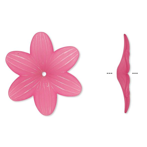 Component, acrylic, frosted fuchsia, 48x7mm flower. Sold per pkg of 10. image number 0