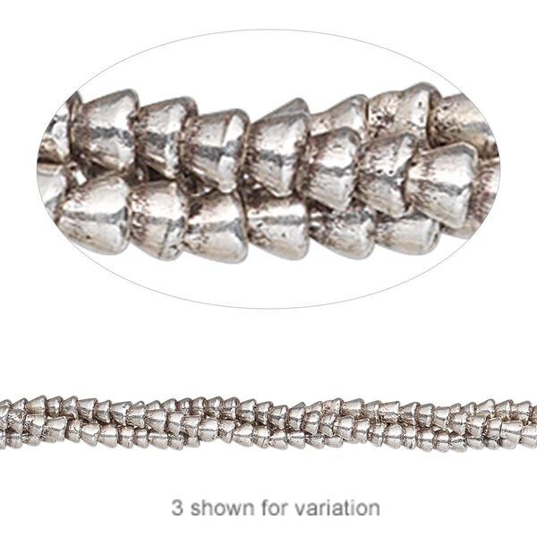 Bead, Hill Tribes, antiqued sterling silver, 2mm cone. Sold per 8-inch strand, approximately 150 beads. image number 0