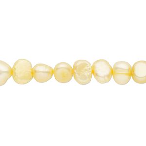 Pearl, cultured freshwater (dyed), jonquil, 5-6mm flat-sided potato, D grade, Mohs hardness 2-1/2 to 4. Sold per 16-inch strand.
