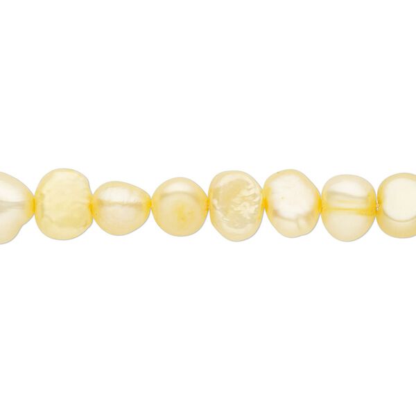 Pearl, cultured freshwater (dyed), jonquil, 5-6mm flat-sided potato, D grade, Mohs hardness 2-1/2 to 4. Sold per 16-inch strand. image number 0