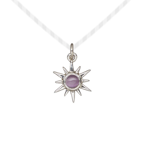 Amethyst / sterling silver 1pkg1, open star drop natural antiqued 12x12mm image number 0