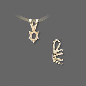 Pendant, Sure-Set™, 14Kt gold, 6x4mm with 6-prong oval setting. Sold individually.