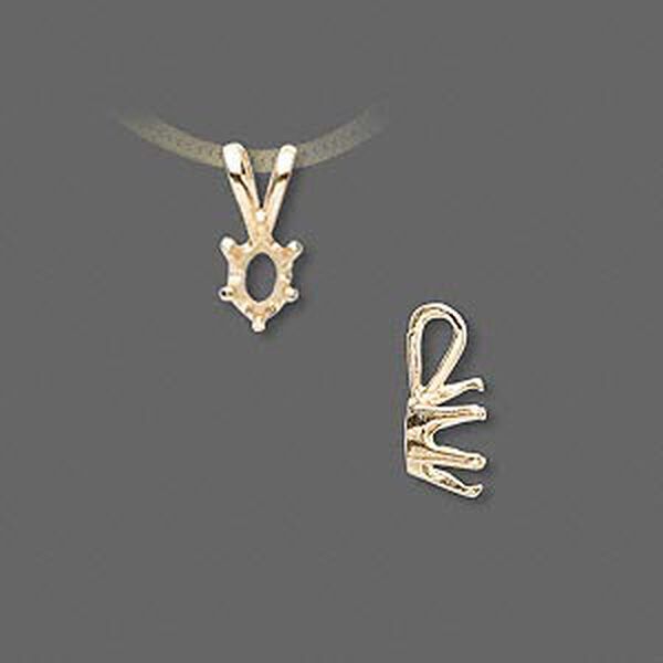 Pendant, Sure-Set™, 14Kt gold, 6x4mm with 6-prong oval setting. Sold individually. image number 0