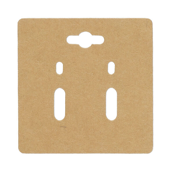Earring card, kraft paper, 2-inch square, for leverback earrings. Sold per pkg of 50. image number 0