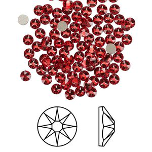 Flat back 1440pk scarlet foil back, Swarovski® 3-3.2mm rose round SS12 2088