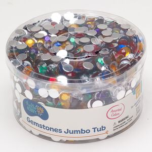 Flat back mix acrylic 1pk 8.9-9.2mm faceted round SS42, mixed colors 12 ounce