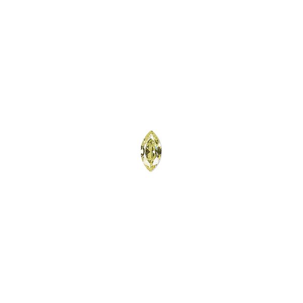 Gem, cubic zirconia, peridot green, 6x3mm faceted marquise, Mohs hardness 8-1/2. Sold per pkg of 5. image number 0