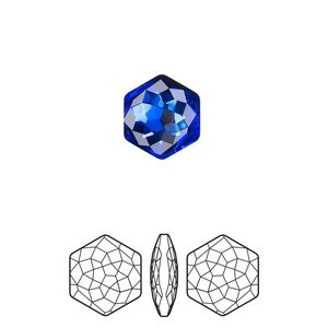 Fancy stone 2pk majestic blue foil back, Crystal Passions® 11.2x10mm thin hexagon 4683