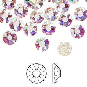 Flat back 12pk crystal AB foil back, Preciosa MAXIMA Czech crystal hotfix rhinestone 7.069-7.272mm chaton rose round SS34