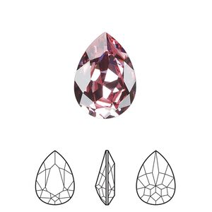 Fancy stone 48pk light rose foil back, Swarovski® 18x13mm pear 4320